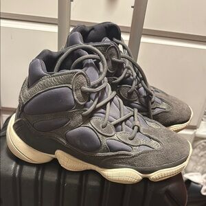Gray and Cream High-Top Sneakers